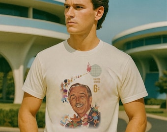 Vintage Walt hyllnings-T-shirt | Vintage Disney-T-shirt | Walt Stamp retro-T-shirt | Disney World öppningsårströja