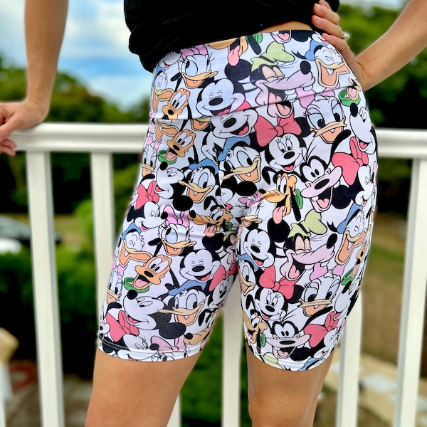 Women’s Mickey Minnie & Friends Bike Shorts,Mickey Biker Shorts,Adult Mickey Bike Shorts, Disney Biker Shorts,Disney Bikers,Mom Bike Shorts