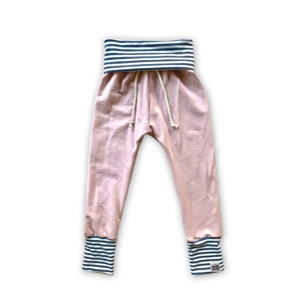 Pink Sugarplum Grow With Me Pants, Maxaloons, Cloth Diaper Pants, Baby Toddler Kids, Baby Leggings Joggers, Harem Pants