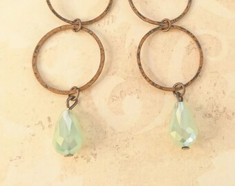 Hoop Earrings Czech glass beads drop Dangle Rustic Chic