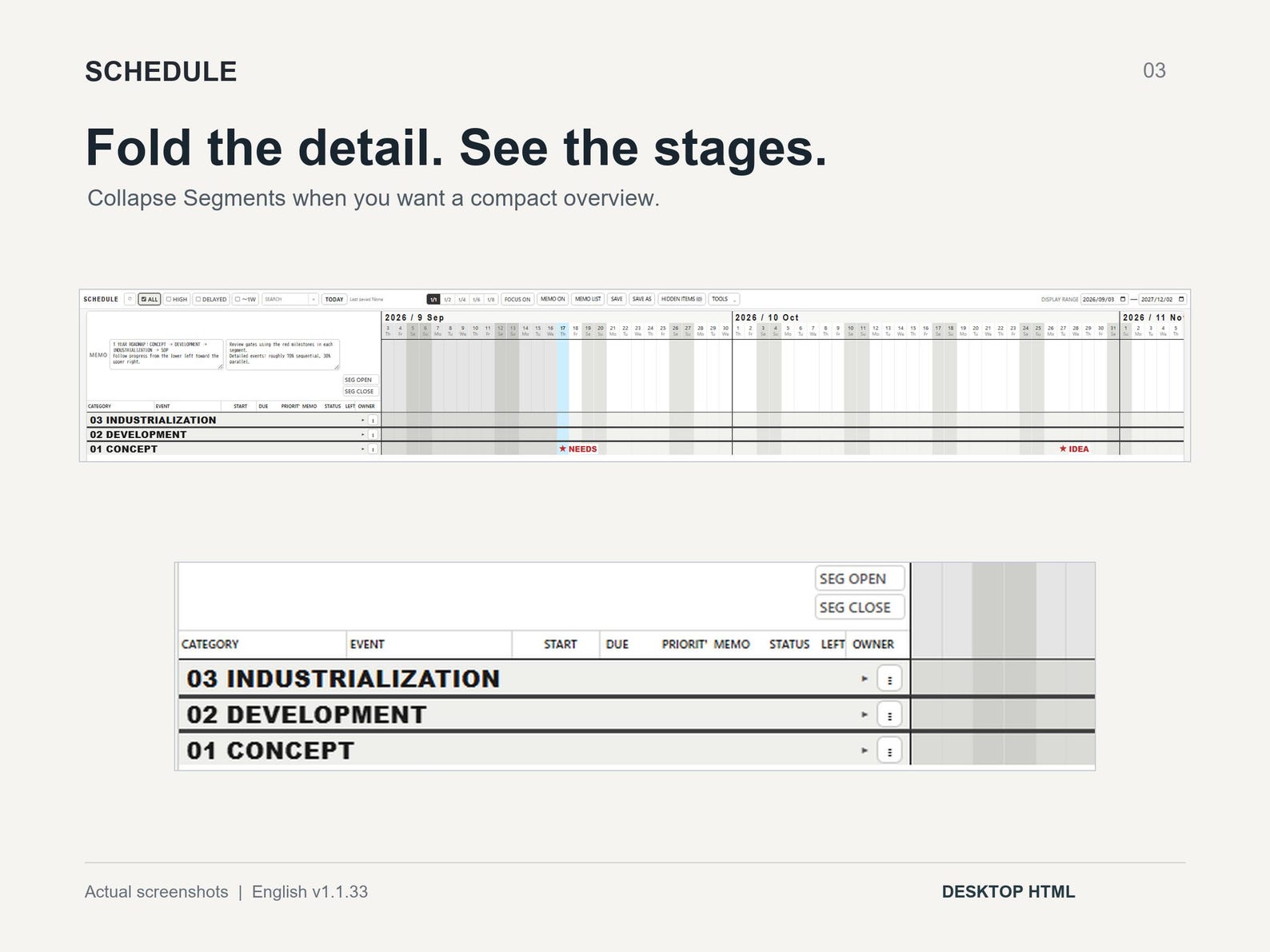 Interactive Gantt Chart for Product Development, Offline HTML Project ...