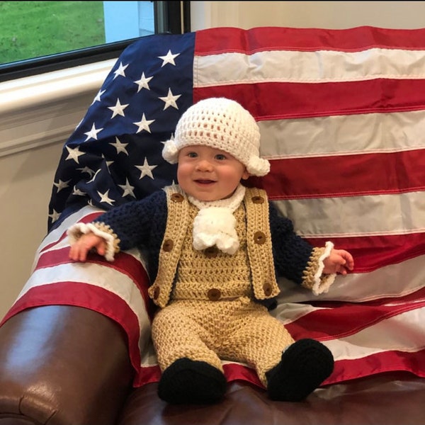 George Washington/Colonial Figure/Halloween Costume/infant photo prop