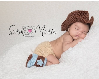 Baby Cowboy Hat and Boots photo set/gift set
