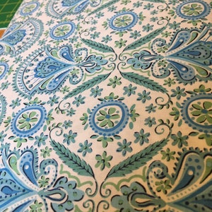 Clothworks Cotton Fabric Tuli Paisley in Sky 15 yds half yard cut