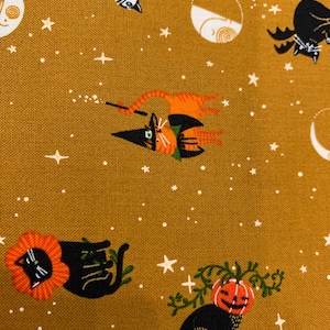 Free Spirit Cotton Fabric Witchy Ways by Cori Dantini in Gold half yard cut
