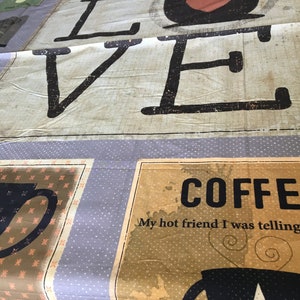 Clothworks Cotton Fabric Yay! Coffee!  Digital 36&quot; Panel