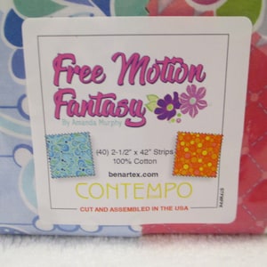 Benartex Cotton Fabric Free Motion Fantasy Jelly Roll by Amanda Murphy 42  2 1/2 &quot; strips