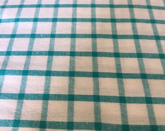 Northcott Cotton Fabric Piccadilly in turquoise and white open check half yard cut