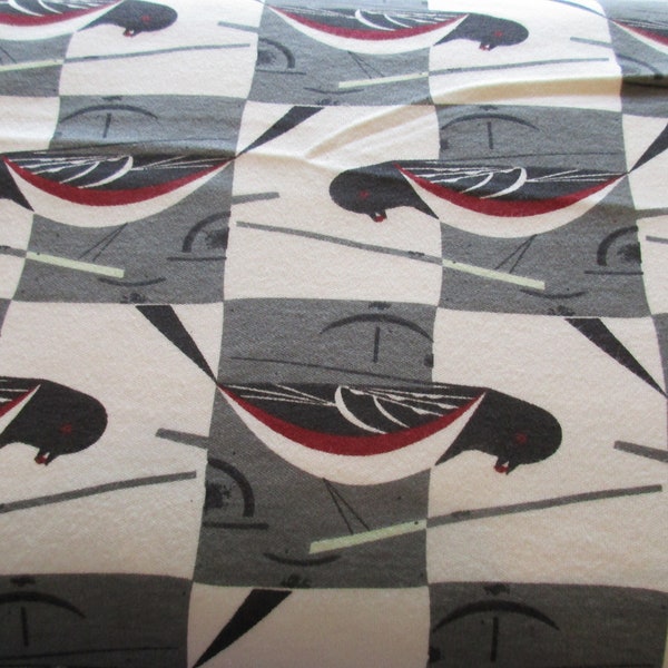 Birch Organic Knit Fabric Charley Harper Backyard Birds Spotted Towhee Western Birds half yard