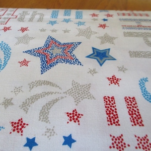 Benartex Contempo Cotton Fabric Patriotic Words 4th of July on White half yard