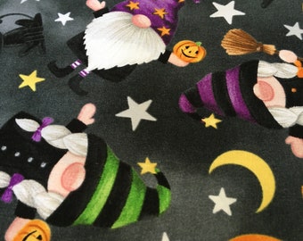 Northcott Cotton Fabric Halloween Gnomes Night Out on Black half yard cut