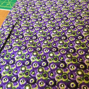 Clothworks Cotton Fabric Lilla in Purple, in Olive, purple and white, half yard cut