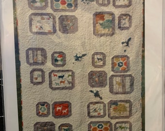 Quilt Pattern Beeline by Linden Designs for a 39.5" x 55.5" using organic fabrics from Birch's Elk Grove Fabric