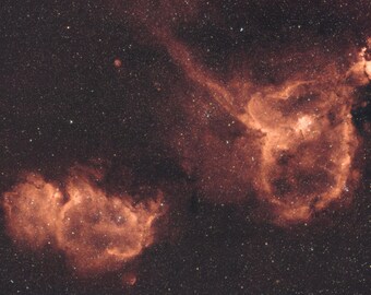 Heart and Soul Nebulae Space Print, Astrophotography Wall Art
