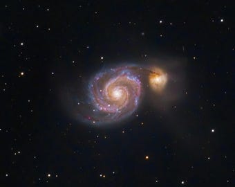 Whirlpool Galaxy Space Print, Astrophotography Wall Art