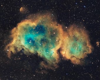 Soul Nebula Hubble Palette Space Print, Astrophotography Wall Art