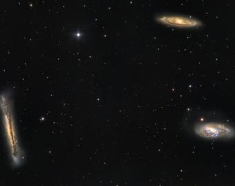 Leo Galaxy Triplet Space Print, Astrophotography Wall Art