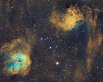 Tadpoles and Flaming Star Nebulae Space Print, Astrophotography Wall Art