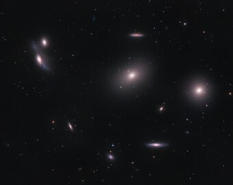 Markarian's Chain Galaxies Space Print, Astrophotography Wall Art