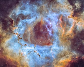 Rosette Nebula Space Print, Astrophotography Wall Art