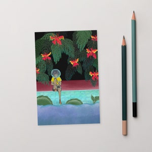 Carte postale au bord de la piscine 4x6