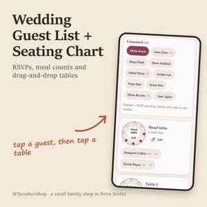 Wedding Guest List & Seating Chart App: RSVP Tracker, Drag and Drop