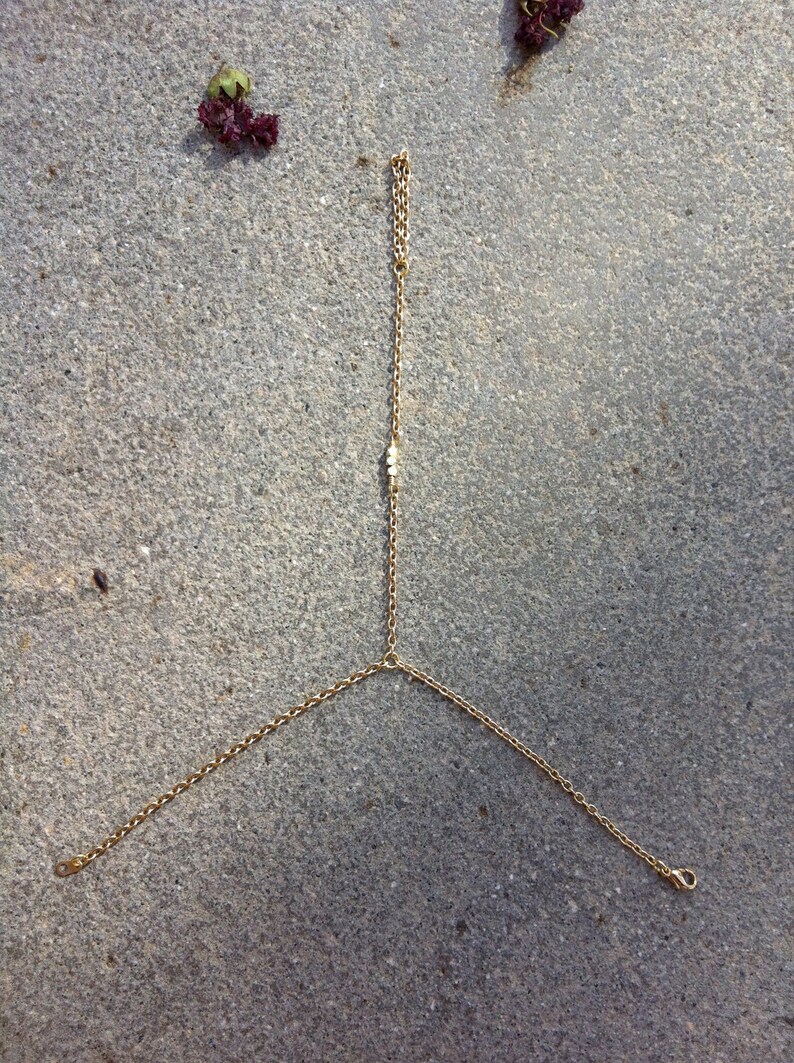 14K Shiny Gold 3 Nugget Bead Hand Chain Bracelet Ring Etsy