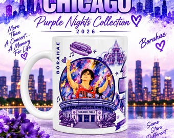 Chicago Purple Nights 15 oz Mug | K-Pop Concert Memory Mug | Chicago Concert Gift | Borahae Fan Mug