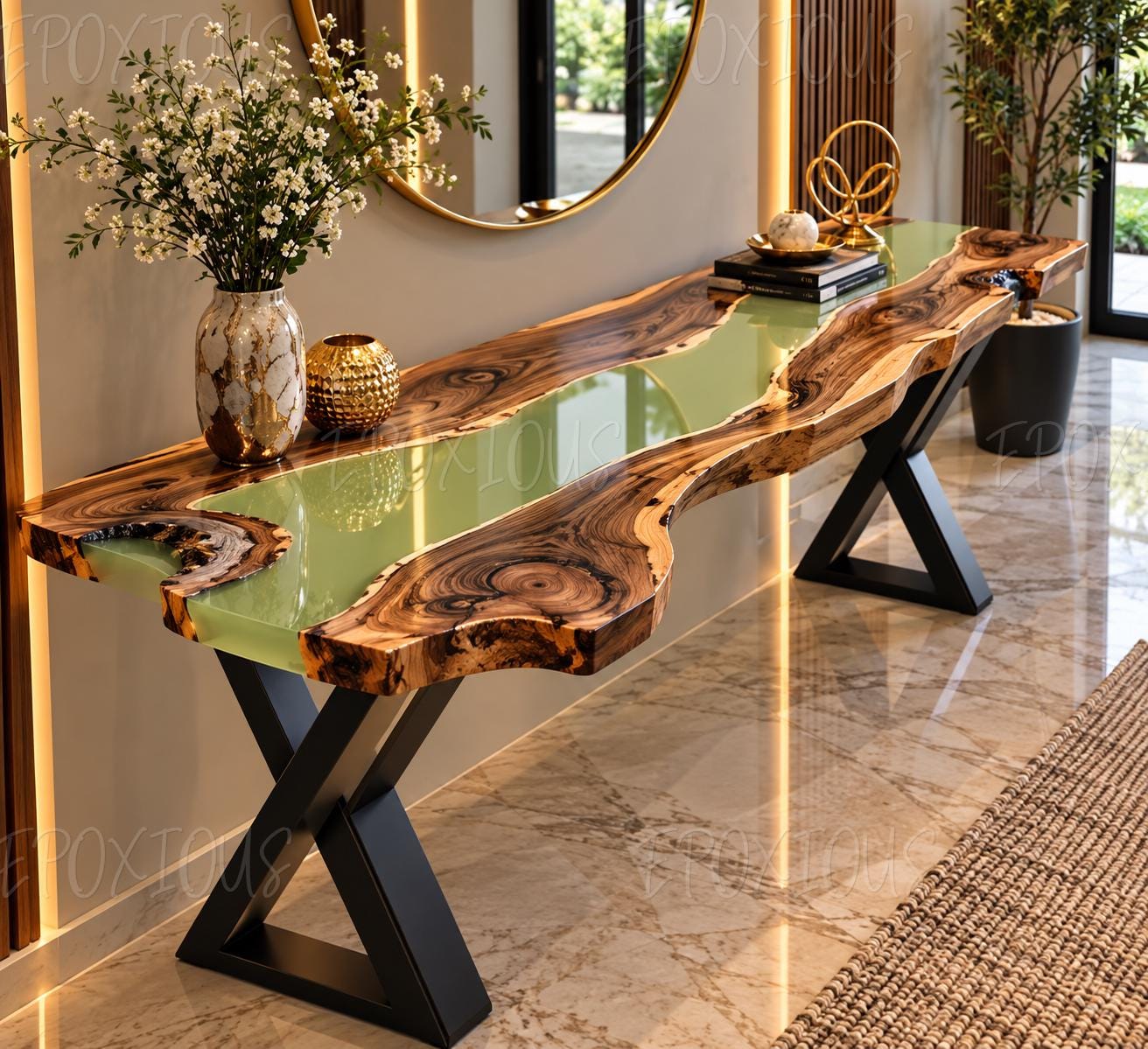 レジンコンソールテーブル　ハンドメイド Resin Console Table - Etsy