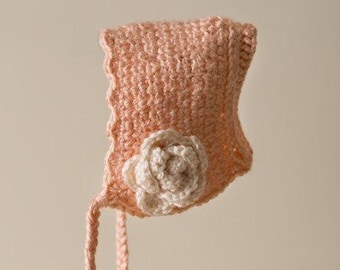 Newborn/Baby/Crocheted Peach Bonnet