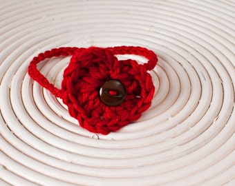 Newborn/Toddler Crocheted Red Heart Headband