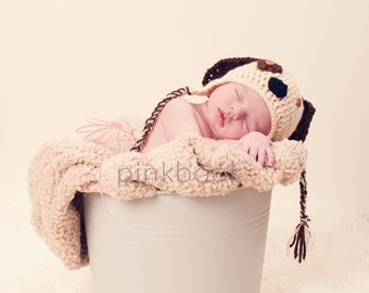 Crocheted Newborn/Toddler Puppy Love Hat