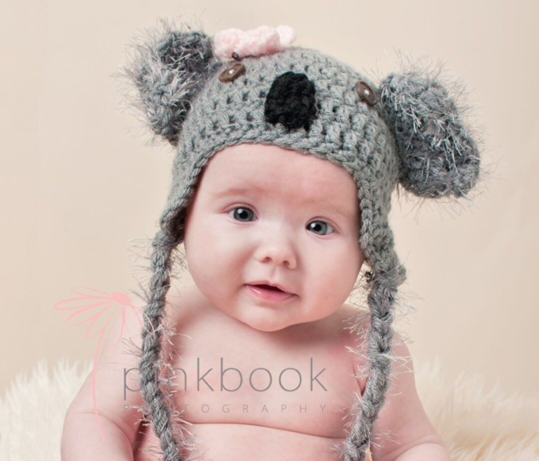 Crocheted Newborn/toddler Baby Koala Hat and Diaper Cover Set/baby