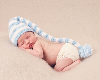 Blue and White Striped Munchkin Newborn to Toddler Hat