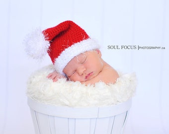 Gorro de Papá Noel tejido a ganchillo para recién nacidos y niños pequeños