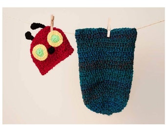 Newborn Caterpillar Cocoon and  Hat Set
