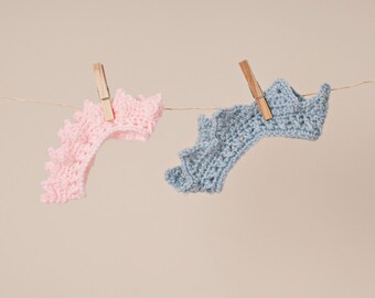 Crocheted Newborn/Toddler Pink and Blue Crowns