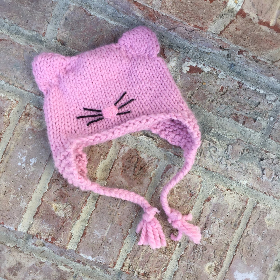 Knit Super Chunky Pink Kitty Hat/baby/toddler/adult 012018 Etsy