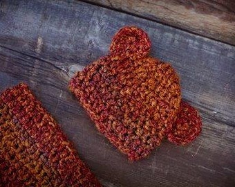 Crocheted Newborn/Baby Bear Hat and Cocoon Set