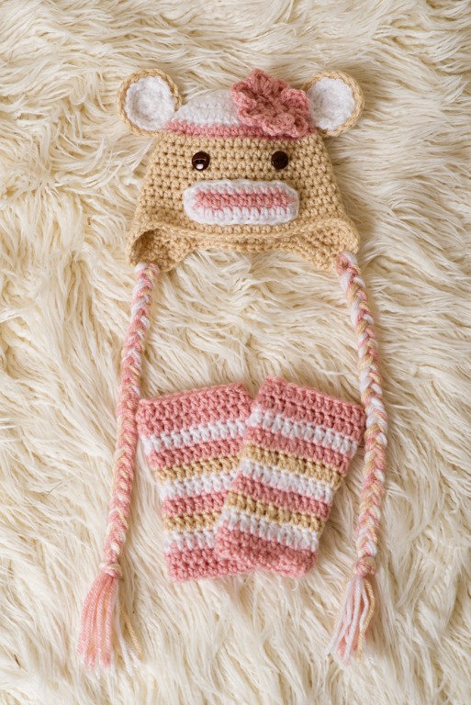 Newborn/baby/pink Sock Monkey Hat and Legging Set/baby Photo Etsy