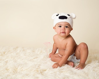 Newborn/Toddler Crocheted Polar Bear Hat