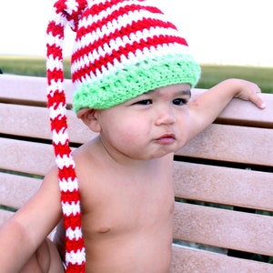 Newborn to Toddler Striped Christmas Elf Hat