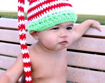 Newborn to Toddler Striped Christmas Elf Hat