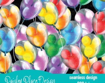 Seamless Digital Design - Celebration Balloons on Black Pattern