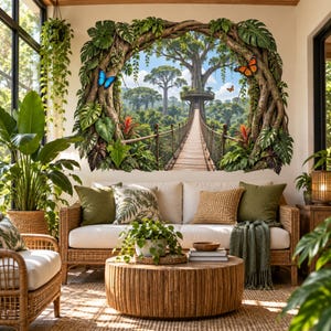 3D Rainforest Canopy Bridge Wall Decal, Nature Room Decor