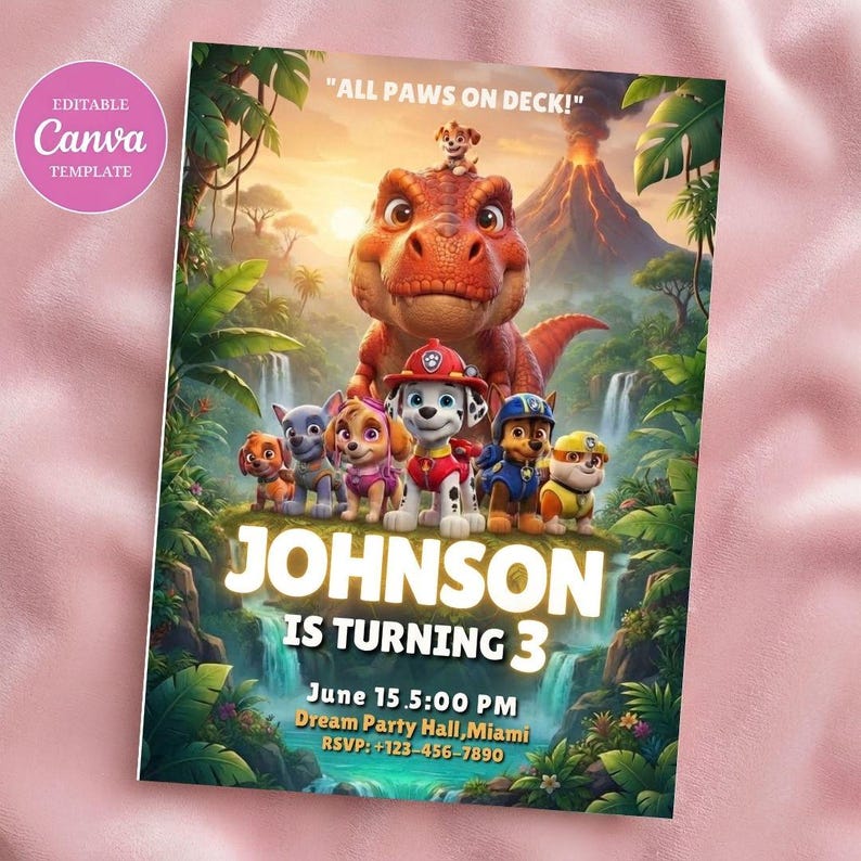 Puppy Patrol Birthday Invitation Template, Kids Paw-ty, Editable Canva ...