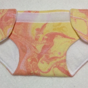 cloth doll diaper/stuffed animal cloth diaper/adjustable size diaper for dolls and stuffed animals orange/yellow &quot;tie dye&quot;
