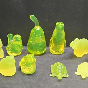 Various Vintage Czech Uranium Figurines. EXTREMELY BRIGHT GLOW