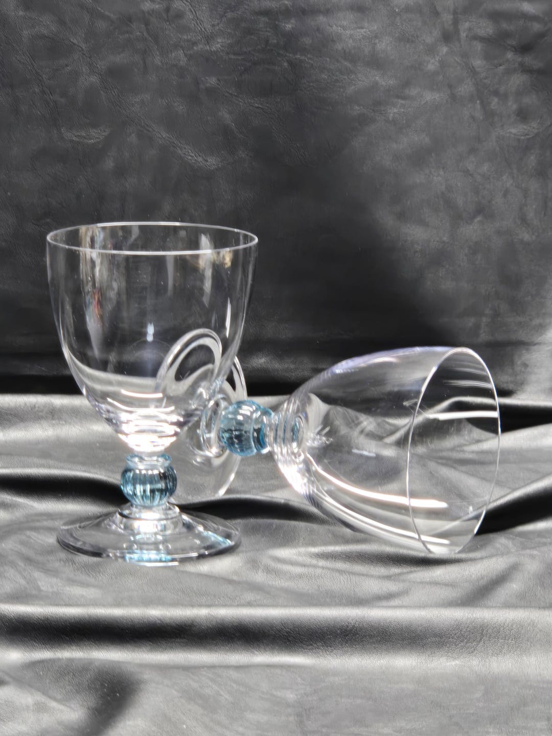 Bryce Contour Cerulean- Blue Stem Water Goblet- Setof 2 - Etsy
