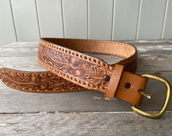 Men's Western Belt-Justin Western Belt,Size 34 belt,Hand Tooled Belt,Yellowstone Clothing,Western Belt,Cowboy Belt,Rodeo Belt,Barrel Racing